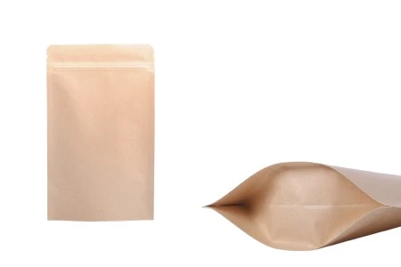 Kraft DoyPack kesice 110x30x185 mm sa zip zatvaranjem, unutrašnjom aluminijumskom oblogom, ovalnim dnom i sa mogućnošću termo zatvaranja – 50 kom-1