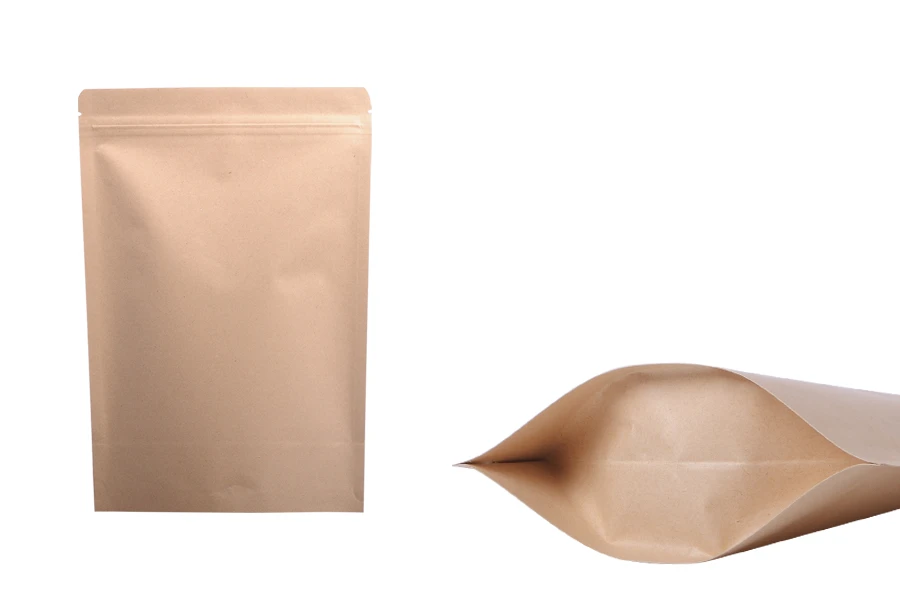 Kraft DoyPack kesice 130x40x210 mm sa zip zatvaranjem, unutrašnjom aluminijumskom oblogom, ovalnim dnom i sa mogućnošću termo zatvaranja – 50 kom-slika_proizvoda