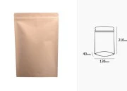 Kraft DoyPack kesice 130x40x210 mm sa zip zatvaranjem, unutrašnjom aluminijumskom oblogom, ovalnim dnom i sa mogućnošću termo zatvaranja – 50 kom-dimenzije_slike