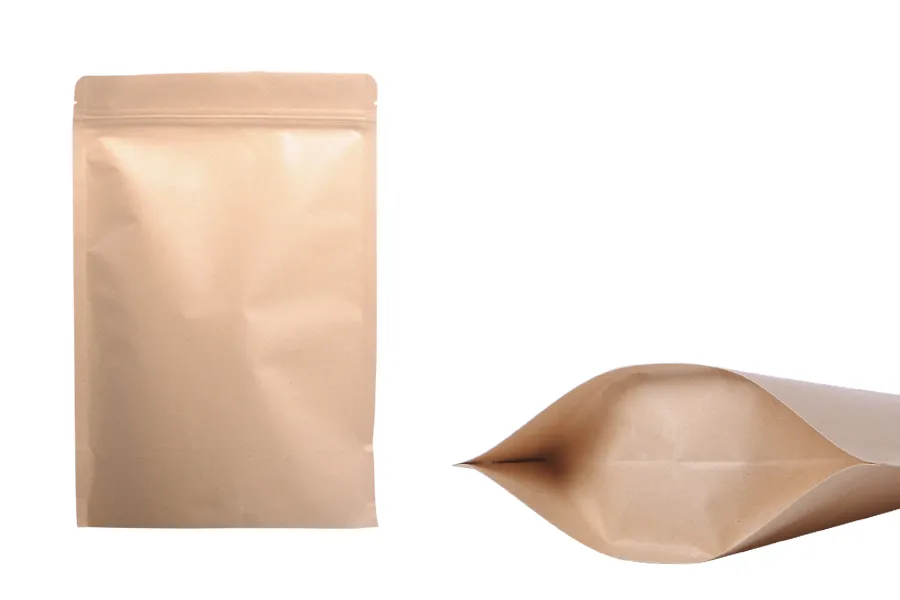 Kraft DoyPack kesice sa zip zatvaranjem, unutrašnjom aluminijumskom oblogom, ovalnim dnom i sa mogućnošću termo zatvaranja 150x40x240 mm – 50 kom-slika_proizvoda