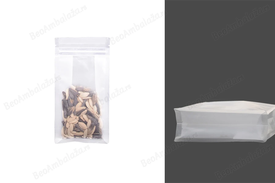 Providne DoyPack kesice sa zip zatvaranjem, četvrtastim dnom i sa mogućnošću termo zatvaranja 100x55x200mm - 50kom-slika_proizvoda