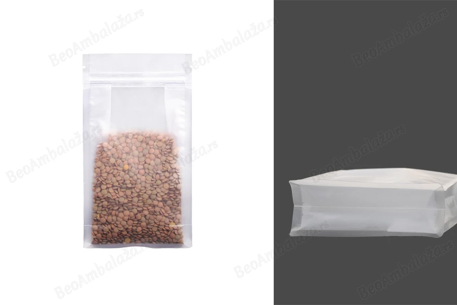Providne DoyPack kesice sa zip zatvaranjem, četvrtastim dnom i sa mogućnošću termo zatvaranja 120x60x220mm - 50kom-slika_proizvoda