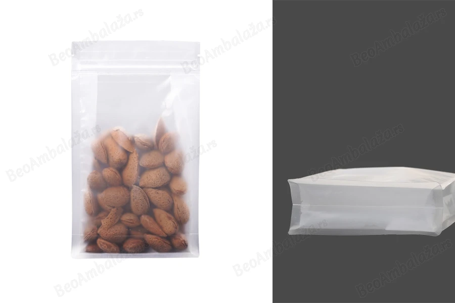 Providne DoyPack kesice sa zip zatvaranjem, četvrtastim dnom i sa mogućnošću termo zatvaranja 140x60x240mm - 50kom-slika_proizvoda