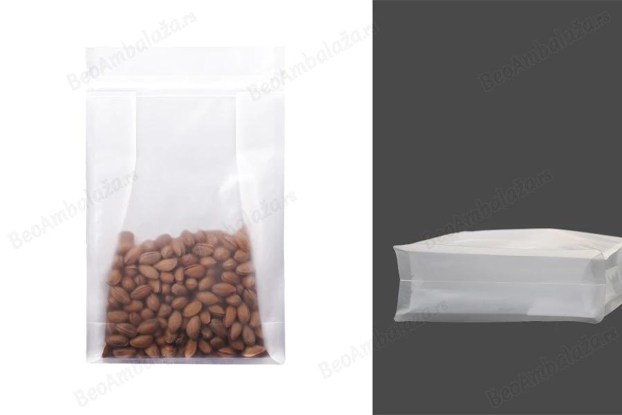 Providne DoyPack kesice sa zip zatvaranjem, četvrtastim dnom i sa mogućnošću termo zatvaranja 160x80x260mm - 50kom-slika_proizvoda