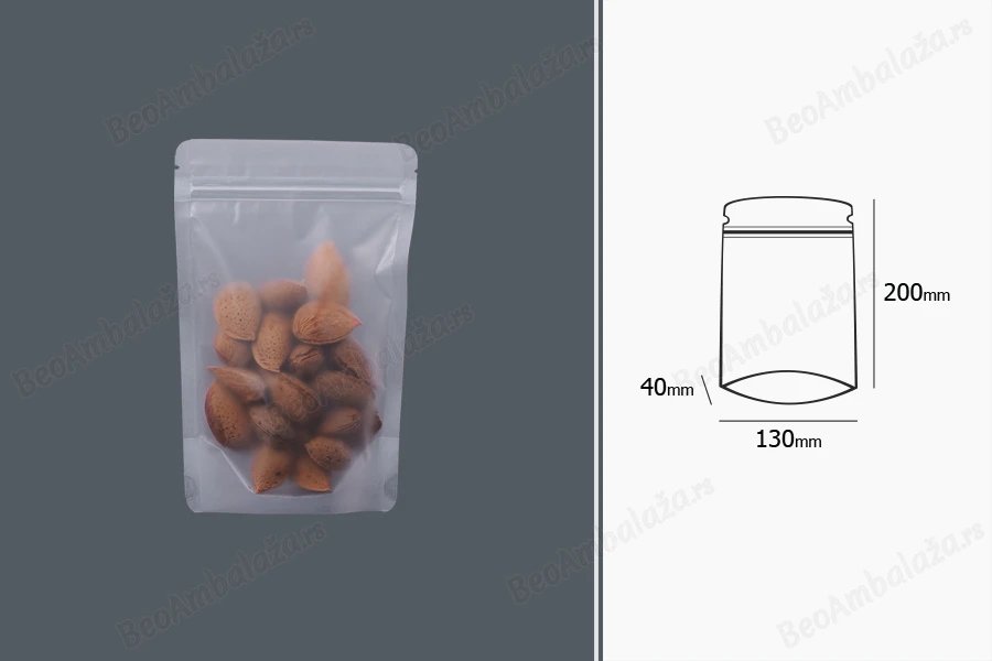Providne DoyPack kesice sa zip zatvaranjem, ovalnim dnom i sa mogućnošću termo zatvaranja 130x40x200mm - 50kom-grupa_slika