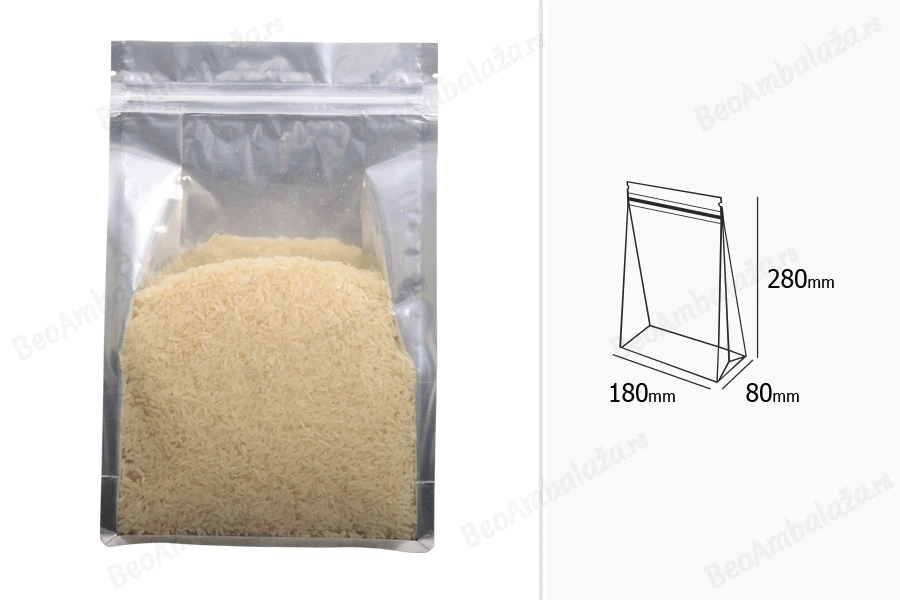 Aluminijumske DoyPack kesice sa zipom, transparentnom prednjom stranom i mogućnošću termo zatvaranja 180x80x280mm – 50kom-grupa_slika