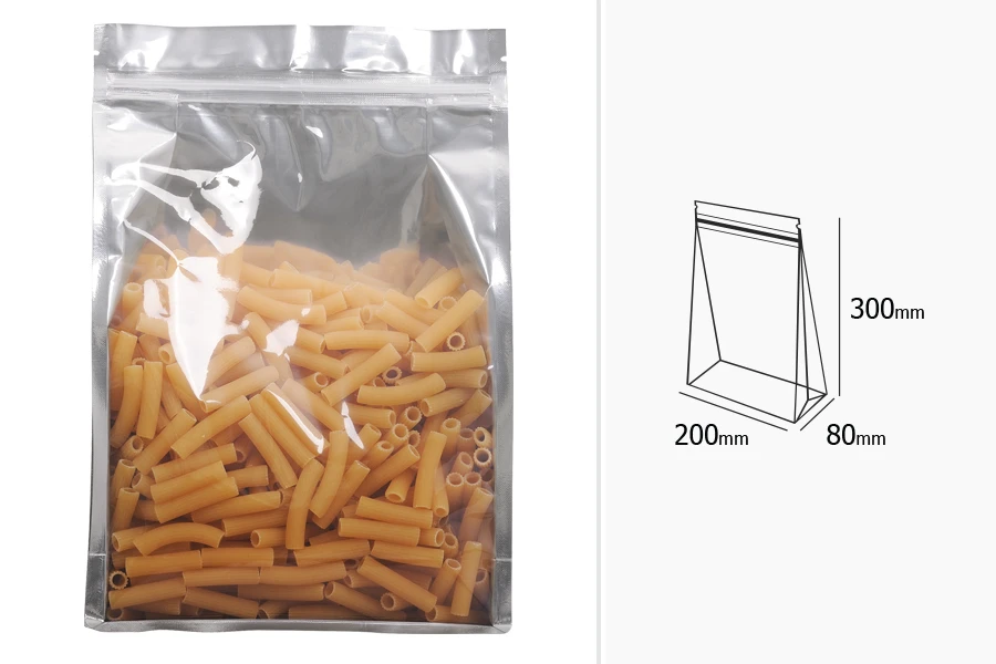 Aluminijumske DoyPack kesice sa zipom, transparentnom prednjom stranom i mogućnošću termo zatvaranja 200x80x300mm – 50kom-grupa_slika