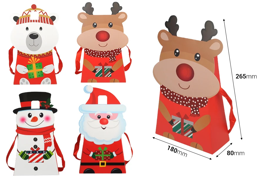 Božićna kartonska poklon kesica 180x80x265 mm sa trakom za ručku - 12 kom-dimenzije_slike