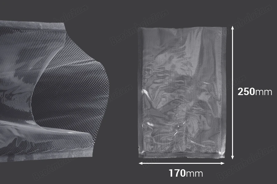 Vakuum kese 170x250 mm za čuvanje - pakovanje hrane i drugih proizvoda - 100 kom-dimenzije_slike
