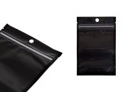 Aluminijumske DoyPack kesice sa zip zatvaranjem, crnom zadnjom i transparentnom prednjom stranom, ovalnim dnom i sa mogućnošću termo lepljenja 90x30x140mm - 100kom