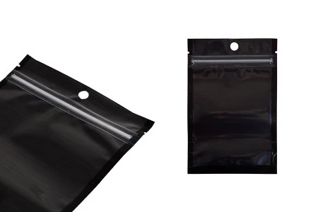 Aluminijumske DoyPack kesice sa zip zatvaranjem, crnom zadnjom i transparentnom prednjom stranom, ovalnim dnom i sa mogućnošću termo lepljenja 90x30x140mm - 100kom-5
