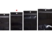 Aluminijumske DoyPack kesice sa zip zatvaranjem, crnom zadnjom i transparentnom prednjom stranom, ovalnim dnom i sa mogućnošću termo lepljenja 90x30x140mm - 100kom