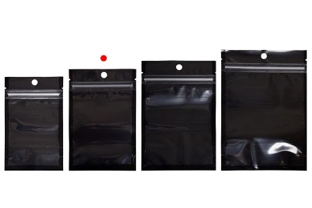 Aluminijumske DoyPack kesice sa zip zatvaranjem, crnom zadnjom i transparentnom prednjom stranom, ovalnim dnom i sa mogućnošću termo lepljenja 90x30x140mm - 100kom-6