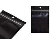 Aluminijumske DoyPack kesice sa zipom, crnom zadnjom i transparentnom prednjom stranom, ovalnim dnom i sa mogućnošću termo zatvaranja 100x30x150mm - 100kom