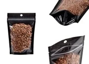 Aluminijumske DoyPack kesice sa zipom, crnom zadnjom i transparentnom prednjom stranom, ovalnim dnom i sa mogućnošću termo zatvaranja 100x30x150mm - 100kom