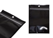Aluminijumske DoyPack kesice sa zipom, crnom zadnjom i transparentnom prednjom stranom, ovalnim dnom i sa mogućnošću termo zatvaranja 120x40x170mm - 100kom