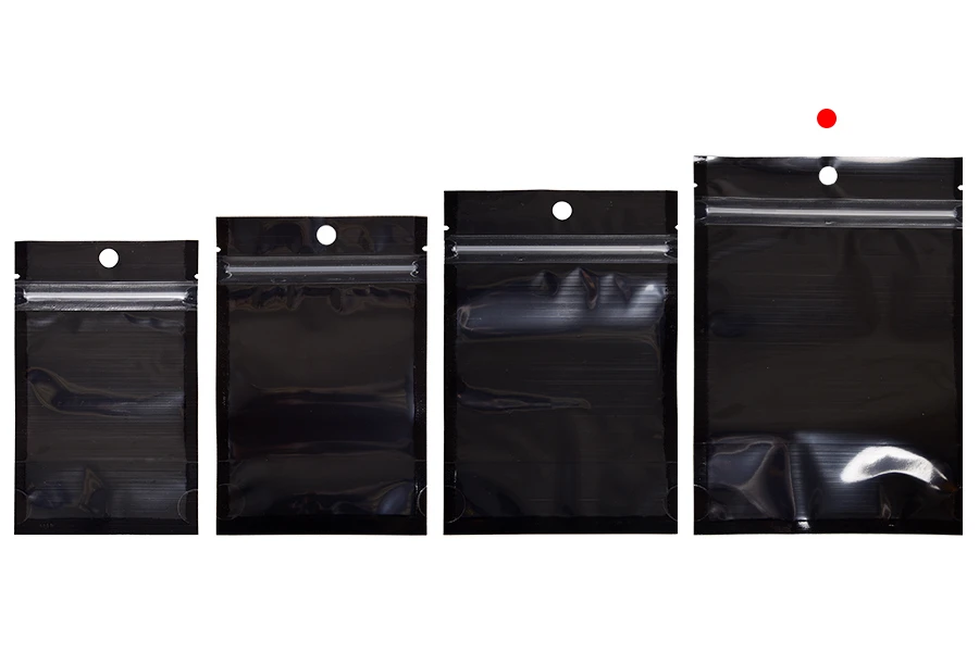 Aluminijumske DoyPack kesice sa zipom, crnom zadnjom i transparentnom prednjom stranom, ovalnim dnom i sa mogućnošću termo zatvaranja 120x40x170mm - 100kom