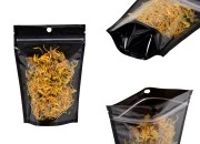 Aluminijumske DoyPack kesice sa zipom, crnom zadnjom i transparentnom prednjom stranom, ovalnim dnom i sa mogućnošću termo zatvaranja 120x40x170mm - 100kom