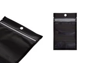 Aluminijumske DoyPack kesice sa zipom, crnom zadnjom i transparentnom prednjom stranom, ovalnim dnom i sa mogućnošću termo zatvaranja 80x30x130mm - 100kom Aluminijumske DoyPack kesice sa zipom, crnom zadnjom i transparentnom prednjom stranom, ovalnim dnom i sa mogućnošću termo zatvaranja 80x30x130mm - 100kom