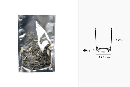 Aluminijumske DoyPack kesice 120x40x170 mm sa providnom prednjom stranom i ovalnim dnom, na termo zatvaranje - 100 kom-2