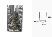 Aluminijumske DoyPack kesice 120x30x200 mm sa providnom prednjom stranom i ovalnim dnom, na termo zatvaranje - 100 kom
