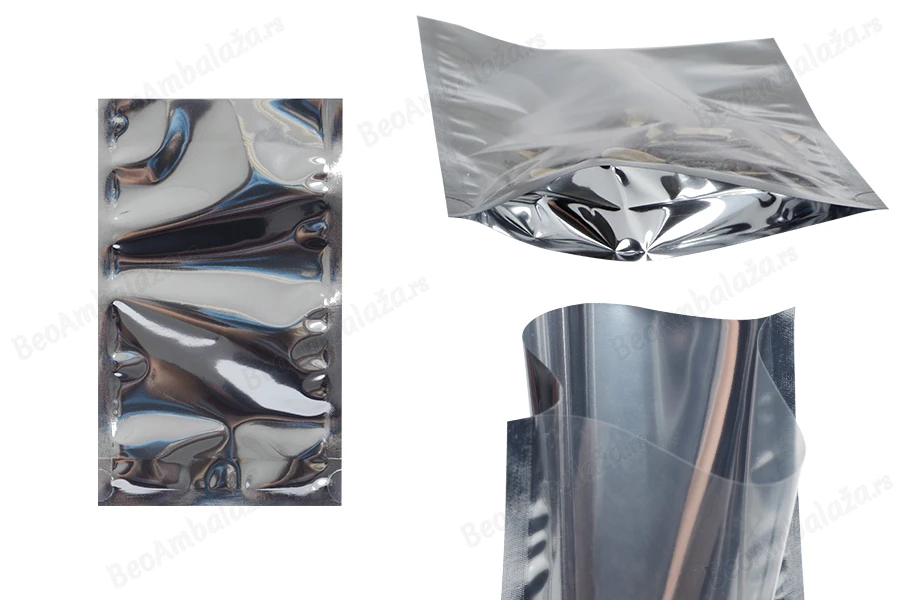 Aluminijumske DoyPack kesice 120x30x200 mm sa providnom prednjom stranom i ovalnim dnom, na termo zatvaranje - 100 kom-slika_proizvoda