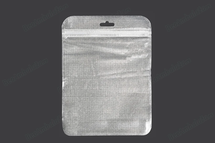 Kesica 150x200mm sa zip zatvaranjem, srebrnom non woven zadnjom i providnom prednjom stranom i sa Eurohole otvorom - 100 kom-slika_proizvoda