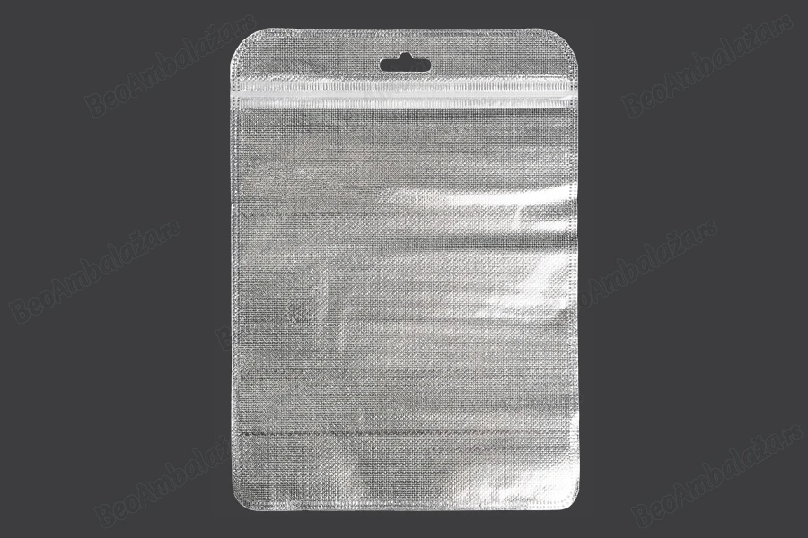 Kesica 160x220mm sa zip zatvaranjem, srebrnom non woven zadnjom i providnom prednjom stranom i sa Eurohole otvorom - 100 kom-slika_proizvoda
