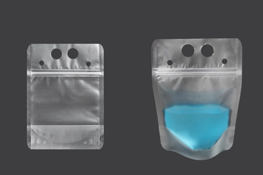 Providna DoyPack kesica sa zip zatvaranjem od 250ml, sa otvorima za prste i rupicama za slamčicu – 50 kom Providna DoyPack kesica sa zip zatvaranjem od 250ml, sa otvorima za prste i rupicama za slamčicu – 50 kom