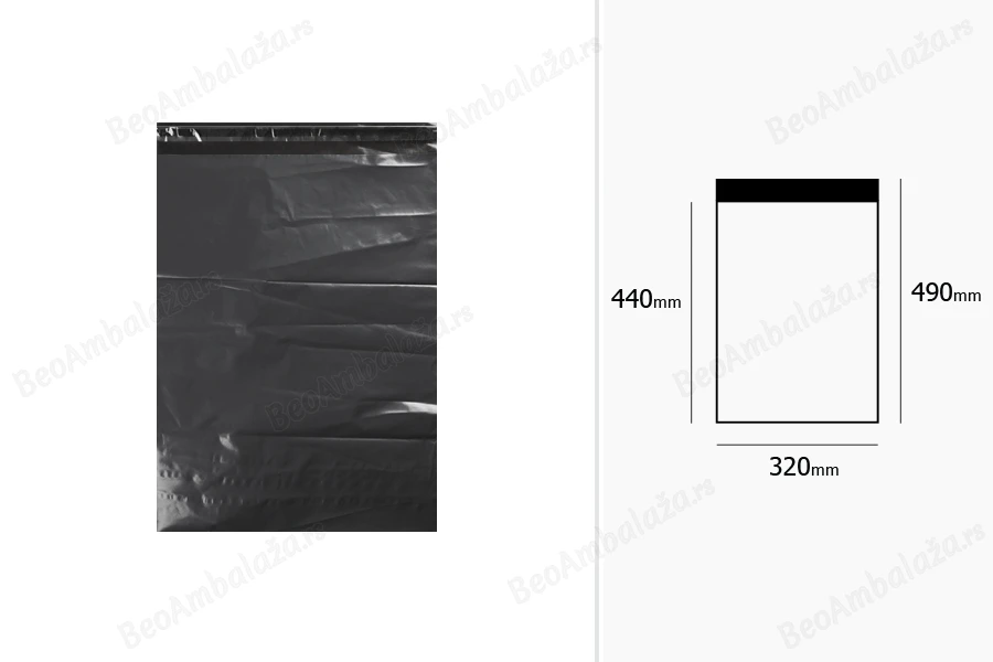 Crna plastična kesa 320x490mm sa samolepljivim zatvaranjem, za slanje poštom - 100 kom-dimenzije_slike