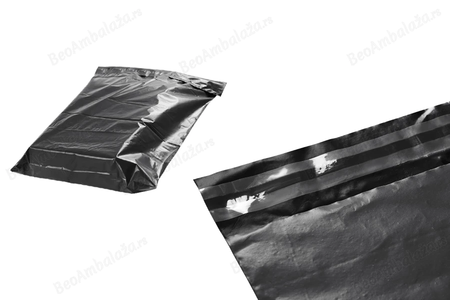 Crna plastična kesa 380x520mm sa samolepljivim zatvaranjem, za slanje poštom - 100 kom-