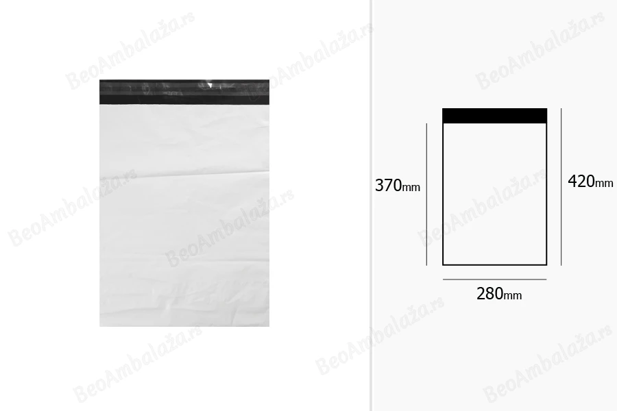 Bela plastična kesa 280x420mm sa samolepljivim zatvaranjem, za slanje poštom - 100 kom-dimenzije_slike
