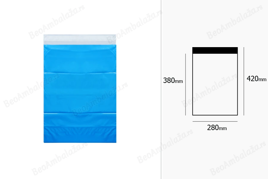 Plava plastična kesa 280x420mm sa samolepljivim zatvaranjem za slanje poštom - 100 kom-dimenzije_slike