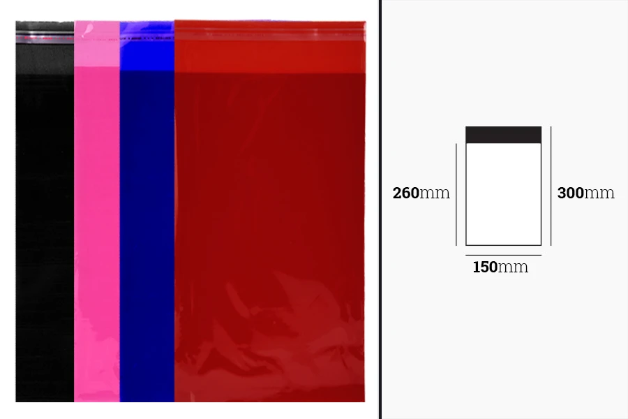 Poluprovidna kesa u više boja 150x300mm sa samolepljivim zatvaranjem - 100 kom Poluprovidna kesa u više boja 150x300mm sa samolepljivim zatvaranjem - 100 kom