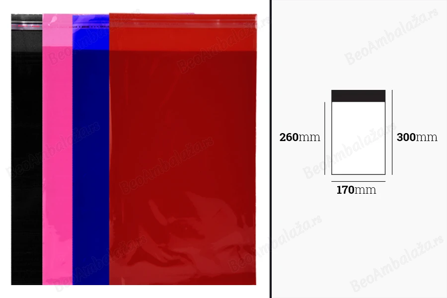 Poluprovidna kesa u više boja 170x300mm sa samolepljivim zatvaranjem - 100 kom-dimenzije_slike