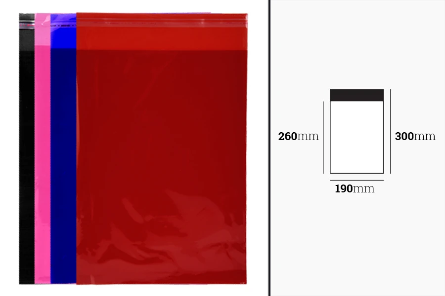 Poluprovidna kesa u više boja 190x300mm sa samolepljivim zatvaranjem - 100 kom