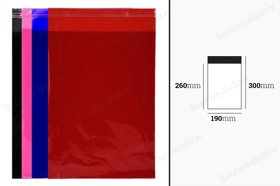 Poluprovidna kesa u više boja 190x300mm sa samolepljivim zatvaranjem - 100 kom-dimenzije_slike