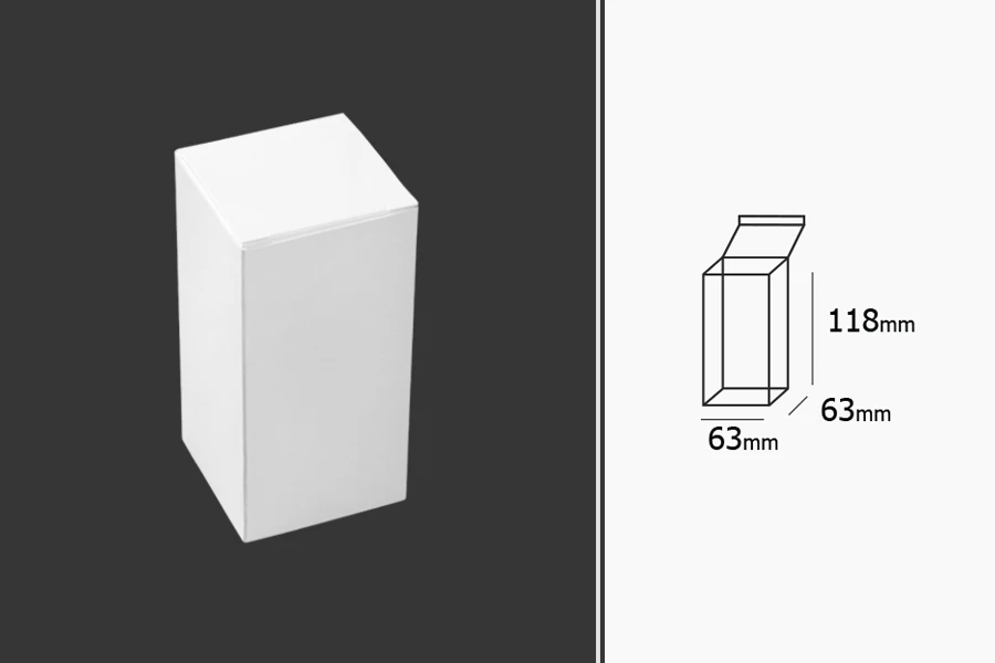 Kartonska kutija u beloj boji 63x63x118mm - 20 kom Kartonska kutija u beloj boji 63x63x118mm - 20 kom-dimenzije_slike