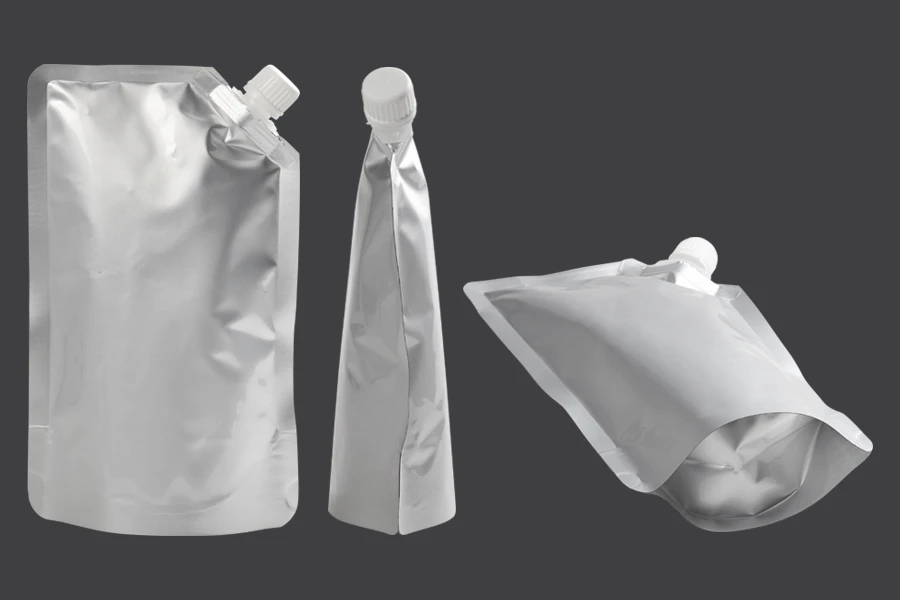 Aluminijumska DoyPack vrećica za tečnost od 500ml sa belim sigurnosnim zatvaračem sa strane – 50 kom-