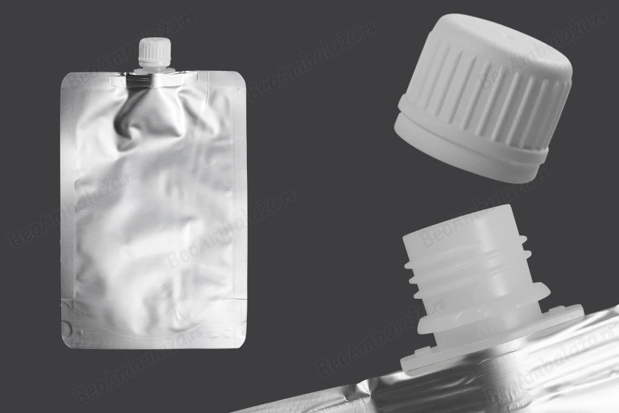 Aluminijumska DoyPack vrećica za tečnost od 500ml sa belim zatvaračem – 50 kom-dimenzije_slike