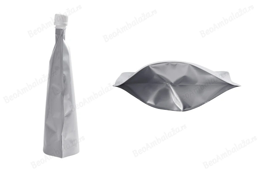Aluminijumska DoyPack kesica za tečnost od 200ml sa belim plastičnim sigurnosnim zatvaračem – 50 kom-grupa_slika