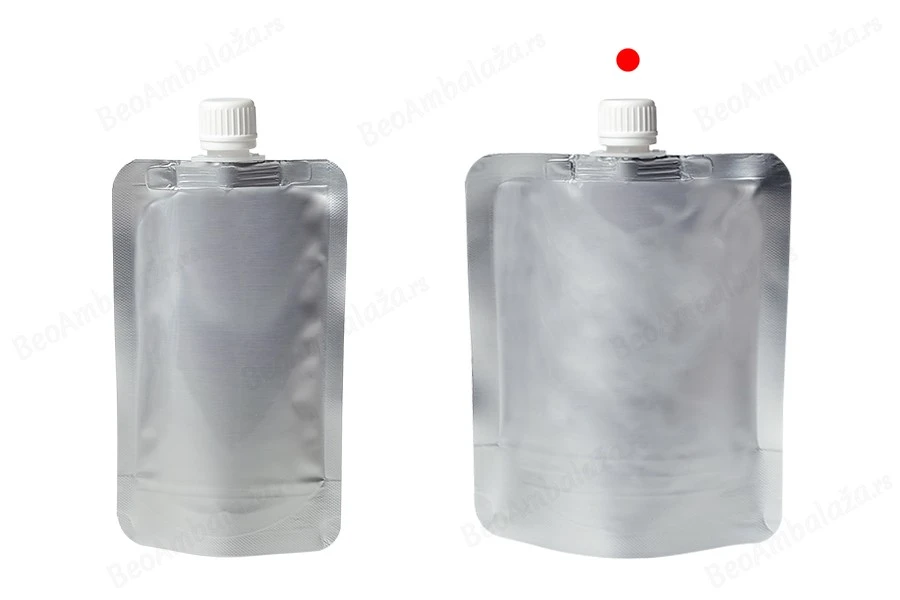 Aluminijumska DoyPack kesica za tečnost od 300ml sa belim plastičnim zatvaračem – 50 kom-grupa_slika