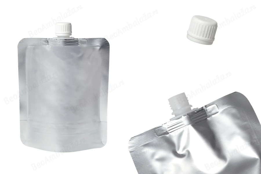 Aluminijumska DoyPack kesica za tečnost od 300ml sa belim plastičnim zatvaračem – 50 kom-slika_proizvoda
