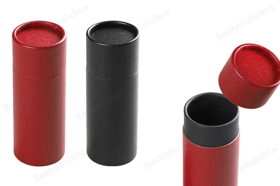 Cilindrična kartonska kutija 61x165mm za bočice (crna iznutra), u 2 boje - 12 kom-slika_proizvoda