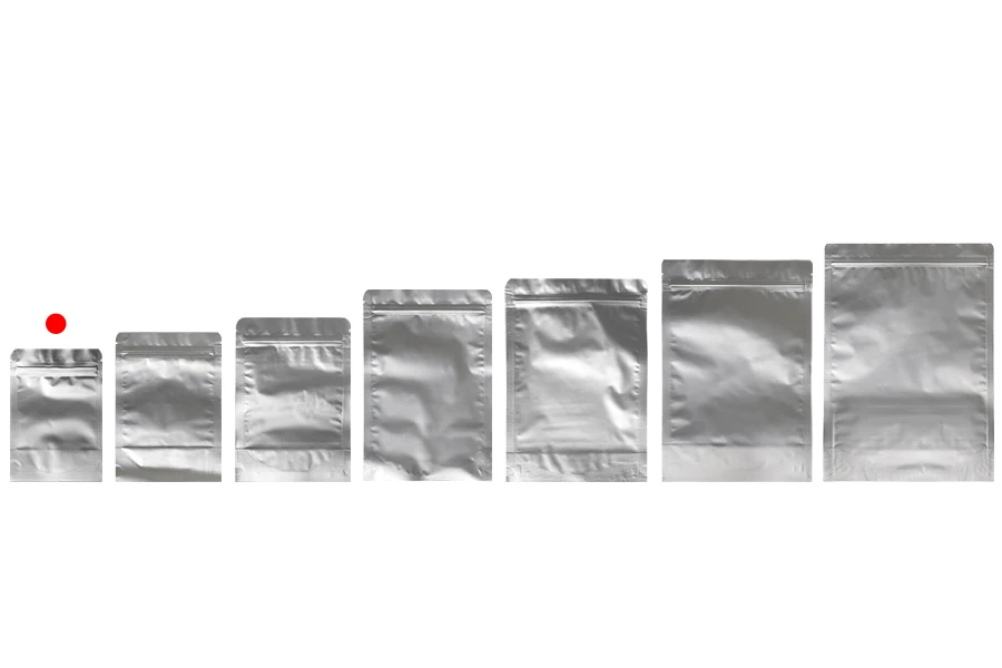 Aluminijumske DoyPack kesice sa zip zatvaranjem, ovalnim dnom i sa mogućnošću termo lepljenja 90x30x130 mm - 100 kom Aluminijumske DoyPack kesice sa zip zatvaranjem, ovalnim dnom i sa mogućnošću termo lepljenja 90x30x130 mm - 100 kom