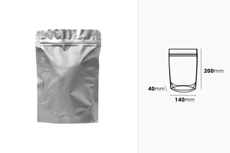 Aluminijumske DoyPack kesice sa zip zatvaranjem, ovalnim dnom i sa mogućnošću termo lepljenja 140x40x200mm - 100kom-2