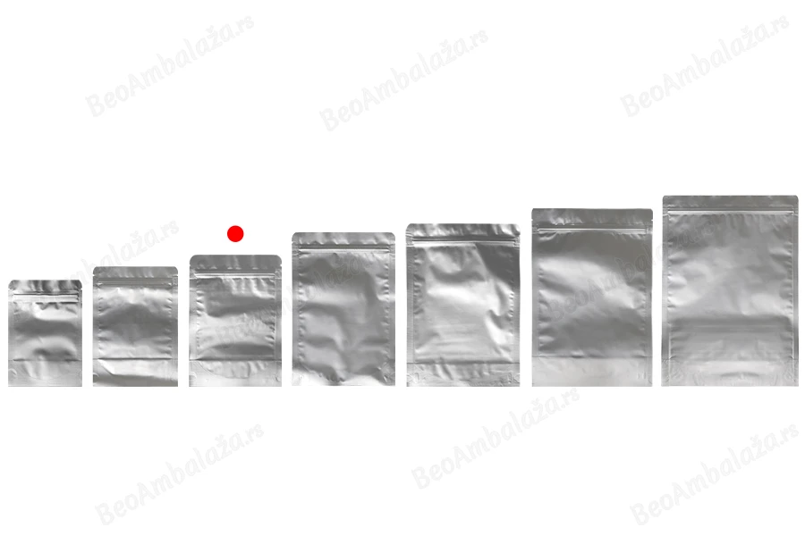 Aluminijumske DoyPack kesice sa zip zatvaranjem, ovalnim dnom i sa mogućnošću termo lepljenja 140x40x200mm - 100kom-grupa_slika