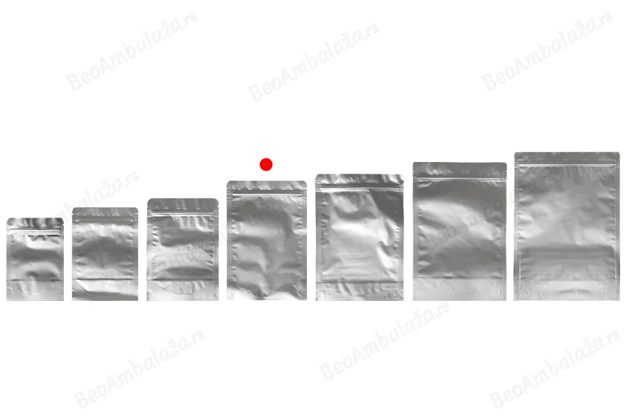 Aluminijumske DoyPack kesice sa zip zatvaranjem, ovalnim dnom i sa mogućnošću termo lepljenja 160x40x240mm - 100kom-grupa_slika
