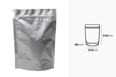 Aluminijumske DoyPack kesice sa zip zatvaranjem, ovalnim dnom i sa mogućnošću termo lepljenja 210x50x310mm - 100kom-2