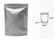Aluminijumske DoyPack kesice sa zip zatvaranjem, ovalnim dnom i sa mogućnošću termo lepljenja 250x50x350mm - 100kom-dimenzije_slike